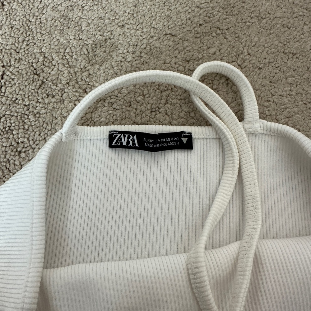 Zara Cream Ribbed Spaghetti Strap Top - Picture 2 of 3